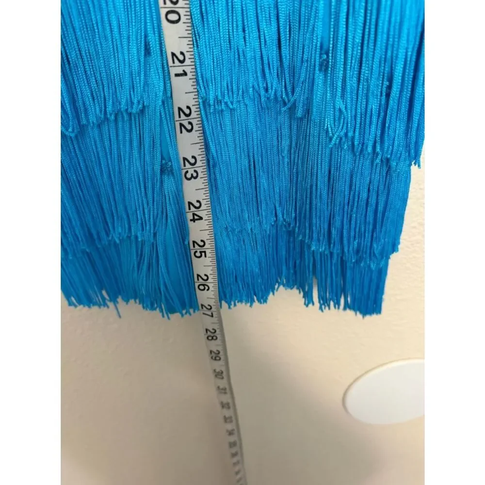 Weissman Elite Dance solo costume teal aqua Fringe Can You Do This D12439 XSA